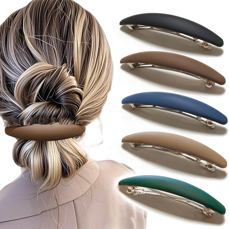 Markuii Large Hair Barrette 4 Inch Matte No Slip Not Easy to Break French Hair Clips for Women Thick to Thin Hair, 5 Pack - Image 1